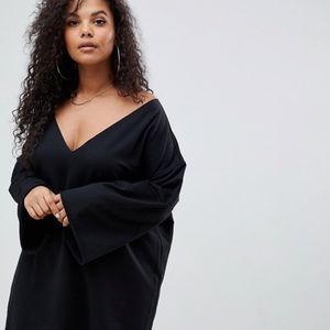 NWT ASOS Curve V Neck Raw Edge Sweatshirt Dress